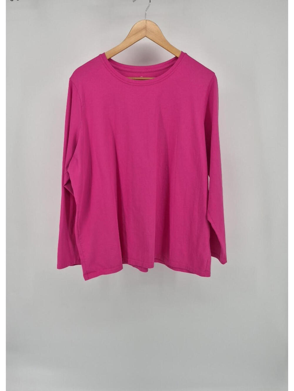 Lands' End 1X  Long Sleeve 100% Supima Cotton Pink Knit Top Relaxed Fit
